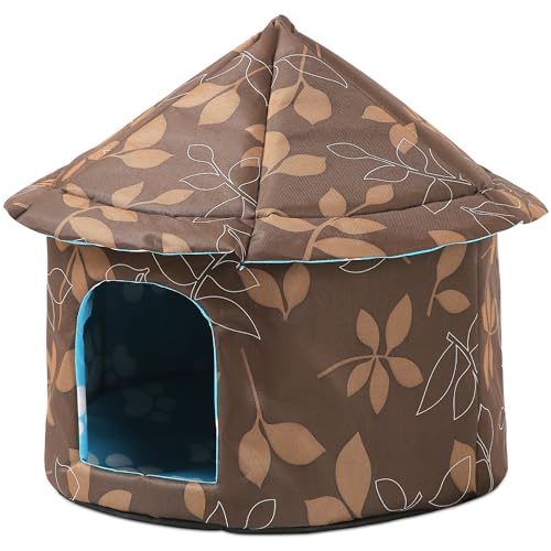 ALLSOPETS Katzenhaus Wasserdicht, Zusammenklappbarer Warmer Unterschlupf für Katzen im Freien/Innenraum mit Abnehmbarer Weicher Matte, Wetterfestes Haustierhaus für kleine Hundekatzen, Braun A ALLSOPETS Katzenhaus Wasserdicht, Zusammenklappbarer Warmer Unterschlupf für Katzen im Freien/Innenraum mit Abnehmbarer Weicher Matte, Wetterfestes Haustierhaus für kleine Hundekatzen, Braun A von ALLSOPETS