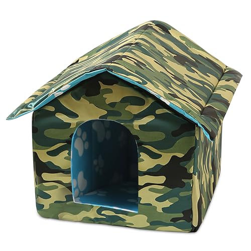 ALLSOPETS Katzenhaus Wasserdicht, Zusammenklappbarer Warmer Unterschlupf für Katzen im Freien/Innenraum mit Abnehmbarer Weicher Matte, Wetterfestes Haustierhaus für kleine Hundekatzen, Grün ALLSOPETS Katzenhaus Wasserdicht, Zusammenklappbarer Warmer Unterschlupf für Katzen im Freien/Innenraum mit Abnehmbarer Weicher Matte, Wetterfestes Haustierhaus für kleine Hundekatzen, Grün von ALLSOPETS