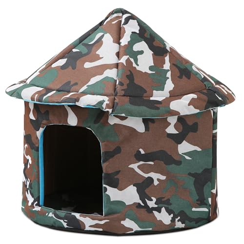 ALLSOPETS Katzenhaus Wasserdicht, Zusammenklappbarer Warmer Unterschlupf für Katzen im Freien/Innenraum mit Abnehmbarer Weicher Matte, Wetterfestes Haustierhaus für kleine Hundekatzen, Tarnung ALLSOPETS Katzenhaus Wasserdicht, Zusammenklappbarer Warmer Unterschlupf für Katzen im Freien/Innenraum mit Abnehmbarer Weicher Matte, Wetterfestes Haustierhaus für kleine Hundekatzen, Tarnung von ALLSOPETS