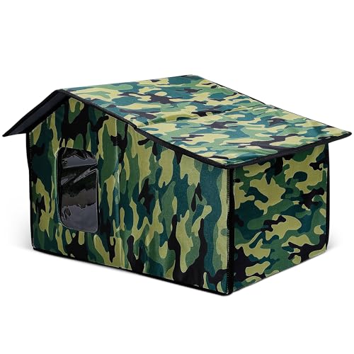 ALLSOPETS Katzenhaus für den Außenbereich, Große Wetterfeste Katzenhäuser für Katzen im Freien/Innenraum, Wärmendes Kaltwetterhaus mit Abnehmbarer Weicher Matte, für Kleine Hundekatzen, Tarnung von ALLSOPETS