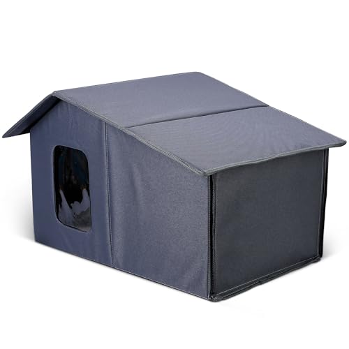 ALLSOPETS Katzenhaus für den Außenbereich, Große Wetterfeste Katzenhäuser für Katzen im Freien/Innenraum, Wärmendes Kaltwetterhaus mit Abnehmbarer Weicher Matte, für Kleine Hundekatzen, Grau ALLSOPETS Katzenhaus für den Außenbereich, Große Wetterfeste Katzenhäuser für Katzen im Freien/Innenraum, Wärmendes Kaltwetterhaus mit Abnehmbarer Weicher Matte, für Kleine Hundekatzen, Grau von ALLSOPETS