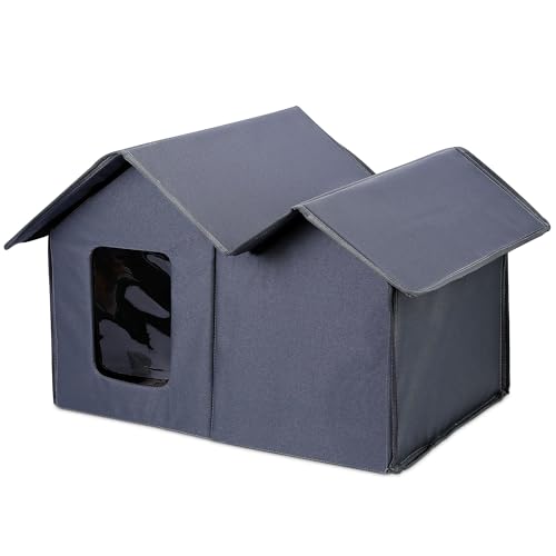 ALLSOPETS Katzenhaus im Freien, Wetterfestes Großes Katzenhaus für Katzen im Freien/Innenraum, Zusammenklappbares Wärmendes Kaltwetterhaus mit Abnehmbarer Matte, für kleine Hunde Katzen, Grau ALLSOPETS Katzenhaus im Freien, Wetterfestes Großes Katzenhaus für Katzen im Freien/Innenraum, Zusammenklappbares Wärmendes Kaltwetterhaus mit Abnehmbarer Matte, für kleine Hunde Katzen, Grau von ALLSOPETS