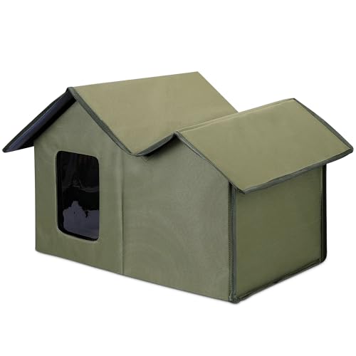ALLSOPETS Katzenhaus im Freien, Wetterfestes Großes Katzenhaus für Katzen im Freien/Innenraum, Zusammenklappbares Wärmendes Kaltwetterhaus mit Abnehmbarer Matte, für kleine Hunde Katzen, Grün ALLSOPETS Katzenhaus im Freien, Wetterfestes Großes Katzenhaus für Katzen im Freien/Innenraum, Zusammenklappbares Wärmendes Kaltwetterhaus mit Abnehmbarer Matte, für kleine Hunde Katzen, Grün von ALLSOPETS