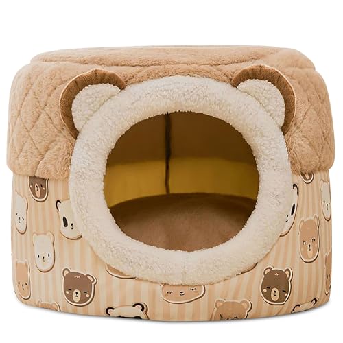 ALLSOPETS Katzenhöhlenbett, Süßes Katzenhaus, 2-in-1 Warmes Hundehöhlenbett, Haustierbett für mittelgroße Kleine Hunde Katzen, Hundehütte Katzennest für Schlaf Entspannung Faulenzen, Braun ALLSOPETS Katzenhöhlenbett, Süßes Katzenhaus, 2-in-1 Warmes Hundehöhlenbett, Haustierbett für mittelgroße Kleine Hunde Katzen, Hundehütte Katzennest für Schlaf Entspannung Faulenzen, Braun von ALLSOPETS