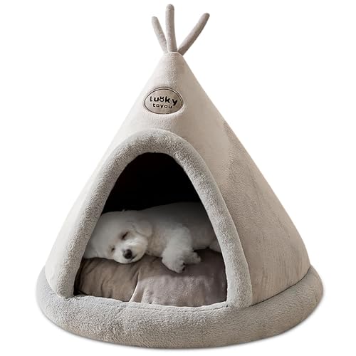 ALLSOPETS Katzenhöhlenbett, Indoor Hundehütte für Katzen Welpen Kleine Hunde, Warmes Winter Haustierbett mit Abnehmbarem Kissen für Entspannten Schlaf (Silbergrau, L) ALLSOPETS Katzenhöhlenbett, Indoor Hundehütte für Katzen Welpen Kleine Hunde, Warmes Winter Haustierbett mit Abnehmbarem Kissen für Entspannten Schlaf (Silbergrau, L) von ALLSOPETS