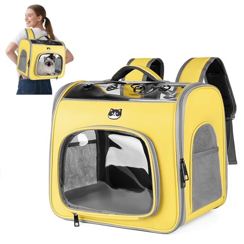 ALLSOPETS Katzenrucksack für Große Katzen und Kleine Hunde, Atmungsaktiver Haustieren Rucksack mit Frontöffnung und Sicherheitsleine, Ideal für Reisen Wandern und Spaziergänge (Zitronengelb) ALLSOPETS Katzenrucksack für Große Katzen und Kleine Hunde, Atmungsaktiver Haustieren Rucksack mit Frontöffnung und Sicherheitsleine, Ideal für Reisen Wandern und Spaziergänge (Zitronengelb) von ALLSOPETS