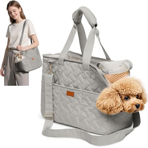 ALLSOPETS Katzentrage, Weiche Hundetransportbox für Kleine Hunde, Tragbare Transportbox für Hunde, Reisezubehör, Zubehör für Welpenhandtasche mit Verstellbarer Sicherheitsleine, Grau ALLSOPETS Katzentrage, Weiche Hundetransportbox für Kleine Hunde, Tragbare Transportbox für Hunde, Reisezubehör, Zubehör für Welpenhandtasche mit Verstellbarer Sicherheitsleine, Grau von ALLSOPETS