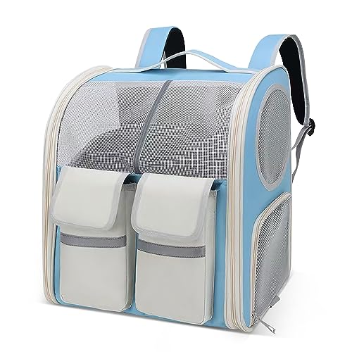 ALLSOPETS Katzentragerucksack, Tragbarer Haustiertragerucksack für Katzen Hunde, Integrierter Sicherheitsgurt, Reflektierender Sicherheitsstreifen, Atmungsaktiver Hunderucksack für Reisen Blau ALLSOPETS Katzentragerucksack, Tragbarer Haustiertragerucksack für Katzen Hunde, Integrierter Sicherheitsgurt, Reflektierender Sicherheitsstreifen, Atmungsaktiver Hunderucksack für Reisen Blau von ALLSOPETS