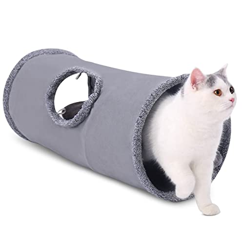 ALLSOPETS Katzentunnel Katzenspielzeug Faltbarer Großer Katzen Tunnel Spieltunnel Knisternder Rascheltunnel Geeignet für Katzen Kätzchen Kaninchen Welpen Kleintiere Grau von ALLSOPETS