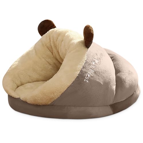 ALLSOPETS Kleines Hundebett Katzenhöhle Haustierzelt für Hunde Katzen Welpen Süßes Katzenbett Dickes Fleece Warmes Weiches Hundebett Kuschelhöhle Iglu-Nest gemütliches Bett (Grau, M) von ALLSOPETS
