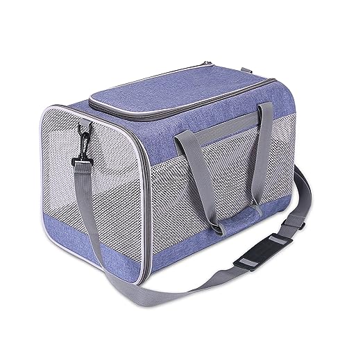 ALLSOPETS Transportbox Katze Hund, Faltbare Haustier Tragetasche, Tragbare Weiche Seiten Katzentrage, Atmungsaktives Netzgewebe, von Fluggesellschaften Zugelassen Haustier-Reisetasche Lila von ALLSOPETS