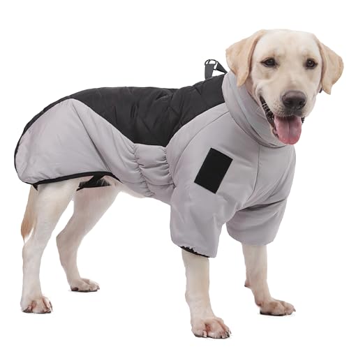 ALLSOPETS wasserdichte Hundemäntel für Mittlere und Große Hunde Warme Hundejacken mit Reflektierenden Streifen Ideale Hunde Kleidung für Kaltes Wetter (Schwarz, 2XL) von ALLSOPETS