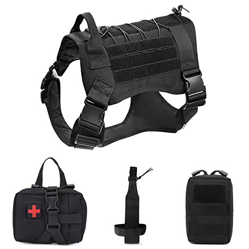 ALLSOPETS Hundegeschirr mit MOLLE System Geschirr für Mittel- und Große Hunde mit Wasserflaschentasche Erste-Hilfe-Tasche und Mehrzwecktasche (Schwarz, L) ALLSOPETS Hundegeschirr mit MOLLE System Geschirr für Mittel- und Große Hunde mit Wasserflaschentasche Erste-Hilfe-Tasche und Mehrzwecktasche (Schwarz, L) von ALLSOPETS