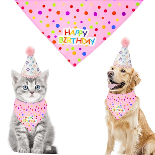 ALLY-MAGI Y11CWSRWMTZ Haustier-Geburtstagstuch-Set, Hunde-/Katzen-Geburtstagsmütze, Schal, rosa Dreieckstuch und Mütze, Haustier-Geburtstagsparty-Zubehör für kleine und mittelgroße Hunde ALLY-MAGI Y11CWSRWMTZ Haustier-Geburtstagstuch-Set, Hunde-/Katzen-Geburtstagsmütze, Schal, rosa Dreieckstuch und Mütze, Haustier-Geburtstagsparty-Zubehör für kleine und mittelgroße Hunde von ALLY-MAGIC