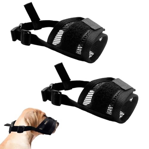 ALLY-MAGIC Maulkorb Kleine für Hunde, Maulkorb mit Klettverschluss Weich, Verhindert Beißen, 2 Stück Soft Verstellbare Mesh Maulkörbe für Kleine und Mittlere Hunde E25-GZT von ALLY-MAGIC