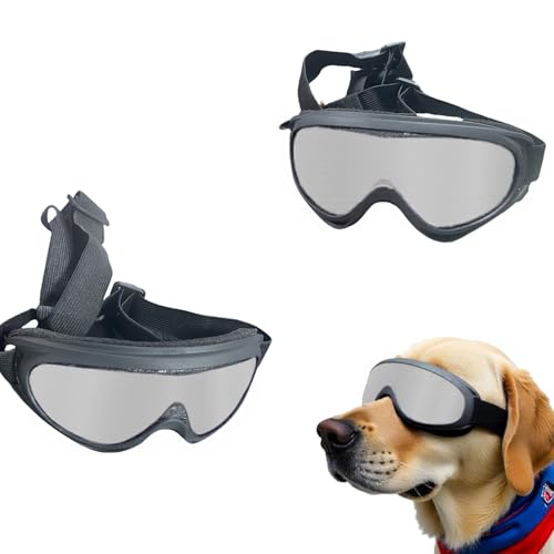 Y8GGHMJ Hundebrille, winddicht, UV-Schutz, Haustier-Sonnenbrille mit verstellbarem Riemen, für mittelgroße und große Hunde Y8GGHMJ Hundebrille, winddicht, UV-Schutz, Haustier-Sonnenbrille mit verstellbarem Riemen, für mittelgroße und große Hunde von ALLY-MAGIC