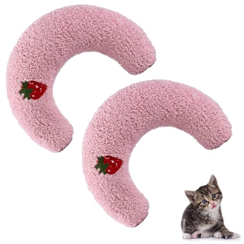 ALNILA Katzenkissen, weiches Entspannungsspielzeug für Haustiere, Kissen aus Katzengras für Katzen und Kätzchen (Rosa, 2 Stück) von ALNILA