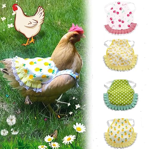 4 x Huhnsattel, Huhnweste, bedruckte Huhnschürze, Huhnsattel, Federrückenschutz, Doppeljacke, Westenschutzhalter, verstellbare Haustierkleidung (A) von ALOEU