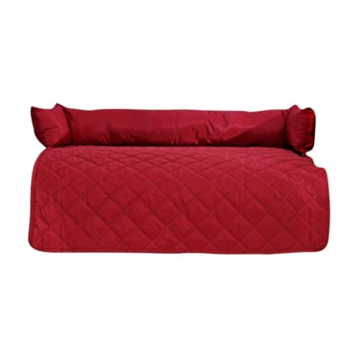 ALOEU Hundesofa, Couchbezug, Bett, Haustierdecke, Matte for große Hunde, Kissen mit Nackenkissen, beruhigendes Katzennest (Color : Red, Size : 75X120X15cm) von ALOEU