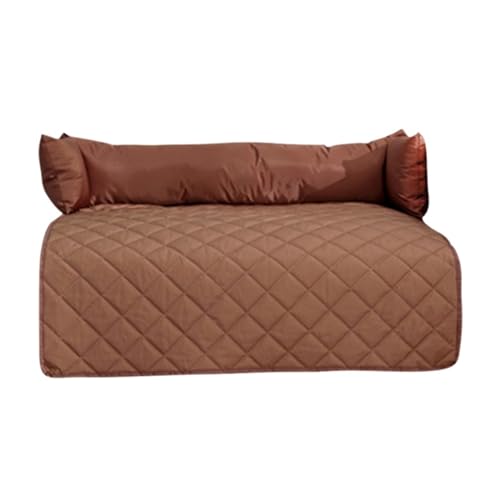 ALOEU Hundesofa, Couchbezug, Bett, Haustierdecke, Matte for große Hunde, Kissen mit Nackenkissen, beruhigendes Katzennest (Color : Tea Brown, Size : 75X120X15cm) von ALOEU