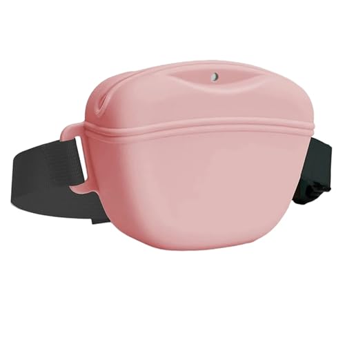 ALOEU Tragbare Silikon-Hüfttasche für Hundetraining, Outdoor, Leckerli-Tasche für Welpen, Snacks, Belohnung, Aufbewahrung von Haustierbedarf mit Gürtel (Rosa) von ALOEU