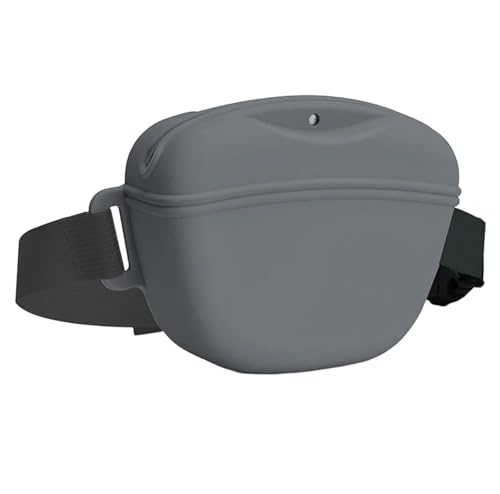 ALOEU Tragbare Silikon-Hüfttasche für Hundetraining, Outdoor, Leckerli-Tasche für Welpen, Snacks, Belohnung, Aufbewahrung von Haustierbedarf mit Gürtel (grau) von ALOEU