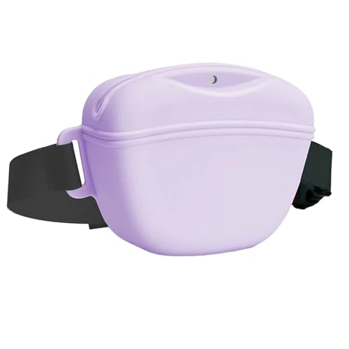 ALOEU Tragbare Silikon-Hüfttasche für Hundetraining, Outdoor, Leckerli-Tasche für Welpen, Snacks, Belohnung, Aufbewahrung von Haustierbedarf mit Gürtel (lila) von ALOEU