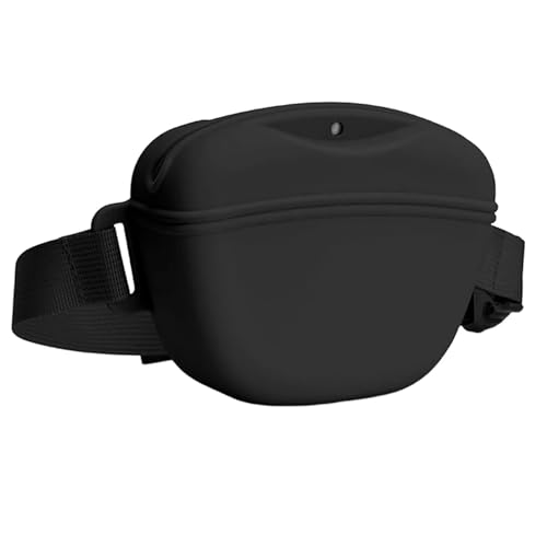 ALOEU Tragbare Silikon-Hüfttasche für Hundetraining, Outdoor, Leckerli-Tasche für Welpen, Snacks, Belohnung, Aufbewahrung von Haustierbedarf mit Gürtel (schwarz) von ALOEU
