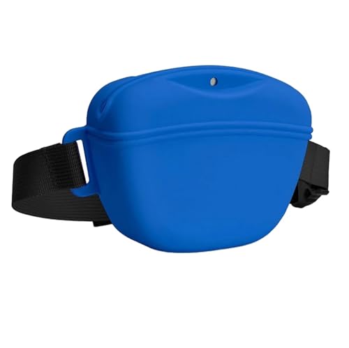 ALOEU Tragbare Silikon-Hüfttasche für Hundetraining, Outdoor, Leckerli-Tasche für Welpen, Snacks, Belohnungsaufbewahrung, Haustierbedarf mit Gürtel (blau) von ALOEU