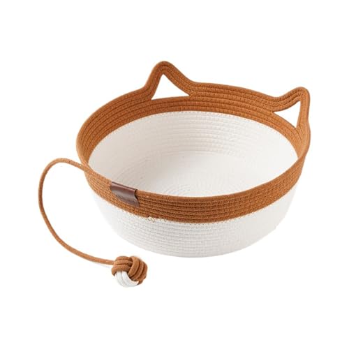 Atmungsaktives Katzennest mit Kauspielzeug, Ball, universelles Haustierbett für alle Jahreszeiten, gemütlicher Schlafplatz für Katzen (Gelb, M) von ALOEU