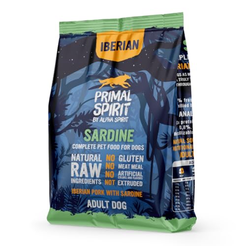 Primal Spirit 'Iberian Sardine' Komplett-Trockenfutter für Hunde | Multi-Protein | Hohe Nährwerte | Für alle Hunderassen geeignet (1kg (1 kg) von ALPHA SPIRIT