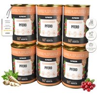 ALPHAZOO Monoprotein Pferd 6 x 400g, Nassfutter Pferd für Hunde von ALPHAZOO