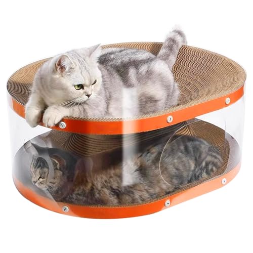 3-in-1 Katzentunnel Bett Kratzbrett Kombiniertes Design,Wellpappe Katzenkratzmatte Katzenhöhle,Ovales Kratzpappe für Katzen,Multifunktional Katzenspielzeug Kratzmöbel-58x45x23cm von ALQFHFY