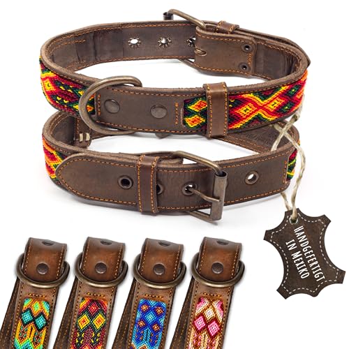 ALTEZAR Lederhalsband Hund - Doppelt Tribal Bestickt Feuerrot Braun - Hochwertig verarbeitetes Hundehalsband Leder - Handgemacht in Mexiko - Größe M - Halsband Hund für mittel-große Hunde Leder breit ALTEZAR Lederhalsband Hund - Doppelt Tribal Bestickt Feuerrot Braun - Hochwertig verarbeitetes Hundehalsband Leder - Handgemacht in Mexiko - Größe M - Halsband Hund für mittel-große Hunde Leder breit von ALTEZAR