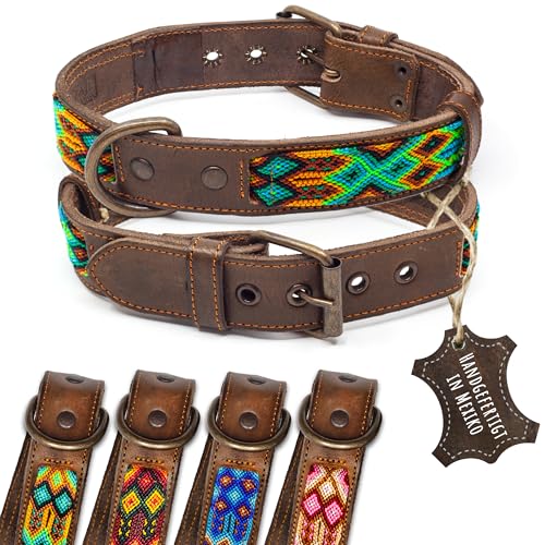 ALTEZAR Lederhalsband Hund - Doppelt Tribal Bestickt Grün Braun - Hochwertig verarbeitetes Hundehalsband Leder - Handgemacht in Mexiko - Größe M - Halsband Hund für mittel-große Hunde Leder breit ALTEZAR Lederhalsband Hund - Doppelt Tribal Bestickt Grün Braun - Hochwertig verarbeitetes Hundehalsband Leder - Handgemacht in Mexiko - Größe M - Halsband Hund für mittel-große Hunde Leder breit von ALTEZAR