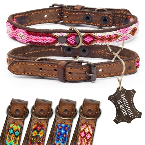 ALTEZAR Lederhalsband Hund - Doppelt Tribal Bestickt Rosa Weiß Pink Braun - Hochwertiges Hundehalsband Leder - Handgemacht in Mexiko - Größe XS - Halsband Hund für sehr kleine Hunde Leder breit ALTEZAR Lederhalsband Hund - Doppelt Tribal Bestickt Rosa Weiß Pink Braun - Hochwertiges Hundehalsband Leder - Handgemacht in Mexiko - Größe XS - Halsband Hund für sehr kleine Hunde Leder breit von ALTEZAR