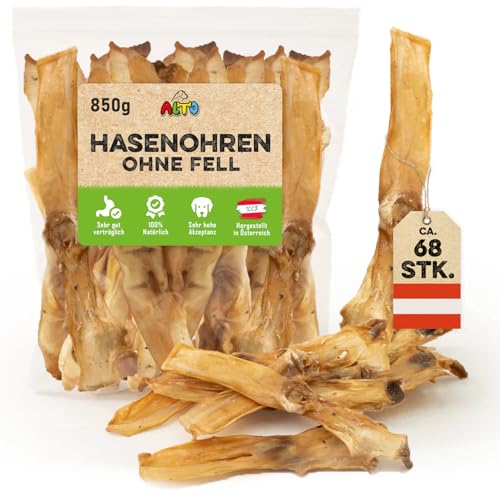 ALTO - Premium Hasenohren ohne Fell für Hunde - 850g Ganze Kaninchenohren ohne Fell für Hunde - Qualität aus Österreich - 100% Natürliches Hundeleckerli, Welpen Leckerlies von ALTO
