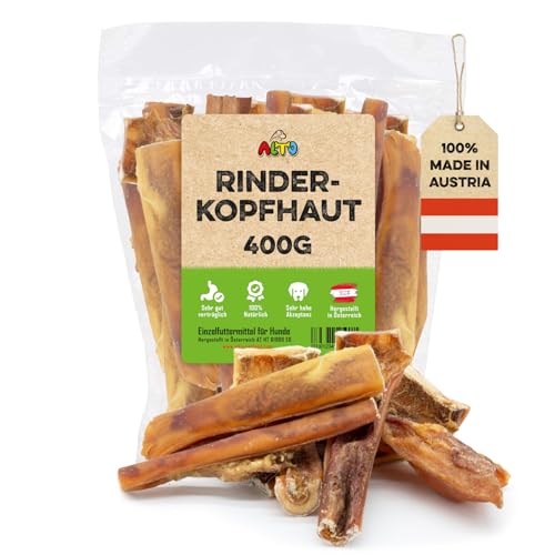 Alto - Rinderkopfhaut für Hunde getrocknet 15cm 400g - natürliche Hunde Kauartikel - Hundeleckerli die Zahnpflege Hund und Beschäftigung von ALTO