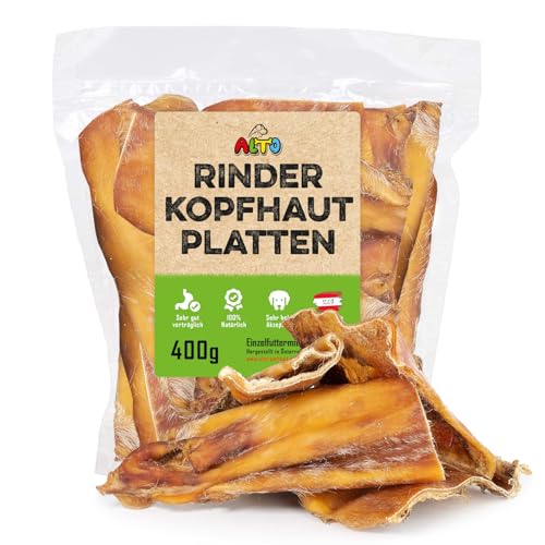 ALTO - Premium XL Rinderkopfhautplatten für große Hunde – 400g – Rinderkopfhaut Platten groß - Hundeleckerli für Zahnpflege Hund, Beschäftigung von ALTO