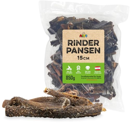 ALTO Getrockneter Rinderpansen für Hunde 850g - 15cm Stücke – Natürlicher Rinder-Pansen für Welpen, kleine und große Hunde - Hergestellt in Österreich von ALTO
