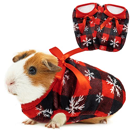 ALUZAEMO Meerschweinchen-Kleidung – 2er-Pack warme Weihnachtsweste für Meerschweinchen, Kaninchen, Frettchen, Chinchilla, Kätzchen, Welpen, kleine Tiere, niedliches Karomuster, gemütliches ALUZAEMO Meerschweinchen-Kleidung – 2er-Pack warme Weihnachtsweste für Meerschweinchen, Kaninchen, Frettchen, Chinchilla, Kätzchen, Welpen, kleine Tiere, niedliches Karomuster, gemütliches von ALUZAEMO