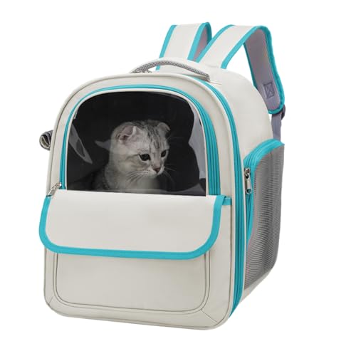Katzenrucksack Tragetasche - Haustier-Tragetasche, Oxford-Tuch Katzentransportkoffer, belüftete Bubble Katzentragetasche, Katzenreisetasche mit atmungsaktiver Rückenöffnung, Katze Reisetrage für von ALWIDA