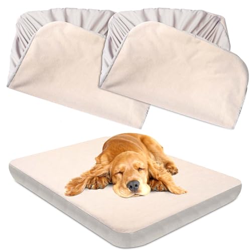 ALWZ-RDY Ersatz-Hundebettbezüge, waschbar, 100% wasserdicht, weich und geräuschlos, 2 Stück, 106,7 x 71,1 cm, Beige von ALWZ-RDY
