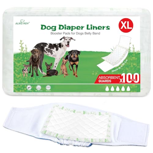 Hundewindeleinlagen, 100 Stück, super auslaufsicher und saugfähig, Einweg-Hundewindeln für Damen und Herren, passend für die meisten wiederverwendbaren Bauchbänder, Wickel und Periodenwindeln (XL, 100 Hundewindeleinlagen, 100 Stück, super auslaufsicher und saugfähig, Einweg-Hundewindeln für Damen und Herren, passend für die meisten wiederverwendbaren Bauchbänder, Wickel und Periodenwindeln (XL, 100 von ALWZ-RDY