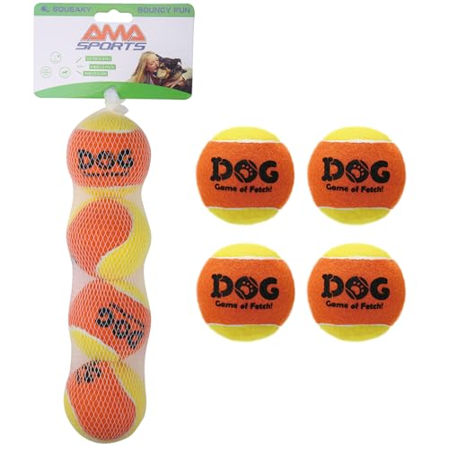AMA SPORT Quietschende Tennisbälle für Hunde, 6,3 cm, kleine, mittelgroße Hunde, Tennisbälle zum Werfen und Apportieren, Hundespielzeug für Training, Übung, hohe Sprungkraft, 4 Stück (Orangegelb) AMA SPORT Quietschende Tennisbälle für Hunde, 6,3 cm, kleine, mittelgroße Hunde, Tennisbälle zum Werfen und Apportieren, Hundespielzeug für Training, Übung, hohe Sprungkraft, 4 Stück (Orangegelb) von AMA SPORT