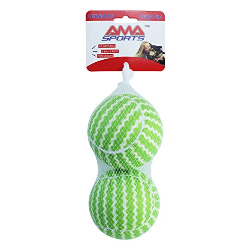AMA SPORT Quietschende Tennisbälle für große Hunde, Größe 10,2 cm, 2 Bälle, für Hunde, sensible grüne Farbe, für große Hunde, Kauer von AMA SPORT