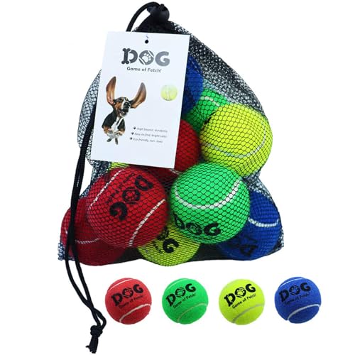 Tennisbälle für Hunde, Spielzeug, 6,3 cm, Größe 12 Bälle, Blau, Grün, Rot, Gelb für Welpen, kleine, mittelgroße Hunde, entworfen für Hunde, schwimmen, Wasserjagd, Apportieren, Spaß beim Spielen, Tennisbälle für Hunde, Spielzeug, 6,3 cm, Größe 12 Bälle, Blau, Grün, Rot, Gelb für Welpen, kleine, mittelgroße Hunde, entworfen für Hunde, schwimmen, Wasserjagd, Apportieren, Spaß beim Spielen, von AMA SPORT