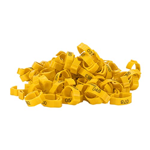 AMAKO Hühnerfußringe Identifikation Beinringe 100pcs Set mit Zahlen Retractable Design,für Geflügel Hühner Enten Vögel Gelb AMAKO Hühnerfußringe Identifikation Beinringe 100pcs Set mit Zahlen Retractable Design,für Geflügel Hühner Enten Vögel Gelb von AMAKO