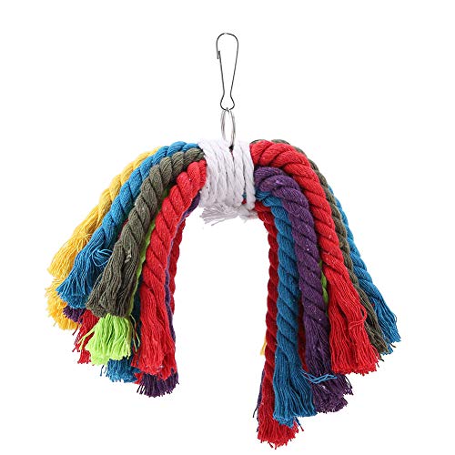 AMAKO Seil Spielzeug für Papageien, Farbenfrohes Vogelkäfig Zubehör aus Baumwolle, Hängendes Kauspielzeug für Vögel, 23.5 cm von AMAKO