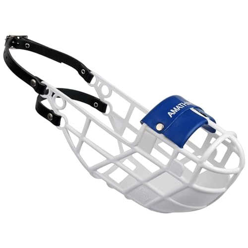 AMATHINGS Maulkorb Model Super Kennel Soft mit wattiertem Nasenstück In Weiß Trinken Immer Möglich Ideal Für Freilauf, Hundewiese, Kennel, Zwinger, Rennen von AMATHINGS